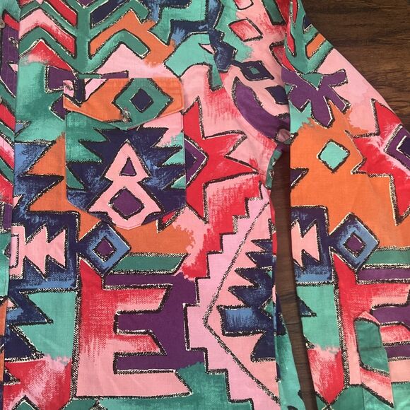 VTG Wrangler Cowboy Cut Rodeo Shirt Made USA Multicolor Size M-L Fresh Price - Picture 4 of 13